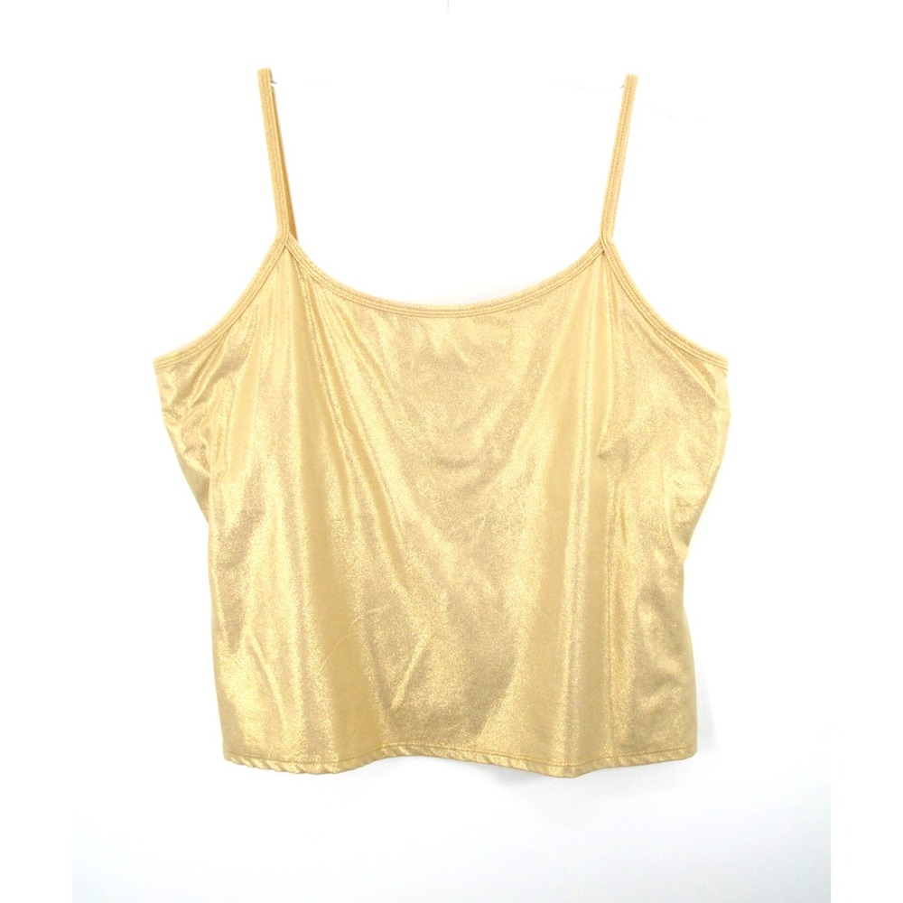 NEW YORK & COMPANY Spaghetti Strap Cami Top Women XL Sparkle Gold Stretch
